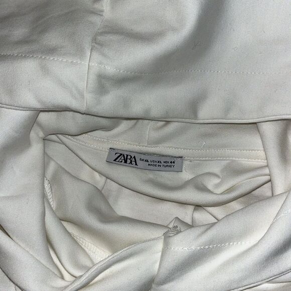 Zara Sleeveless Hoodie Hoodie White Pullover Sweatshirt Tank Stretch Work out XL - Picture 4 of 5